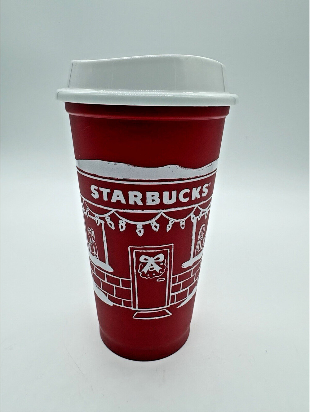Starbucks 2025 Red Holiday Reusable Cup White Lid Cheers Design Coffee Tea